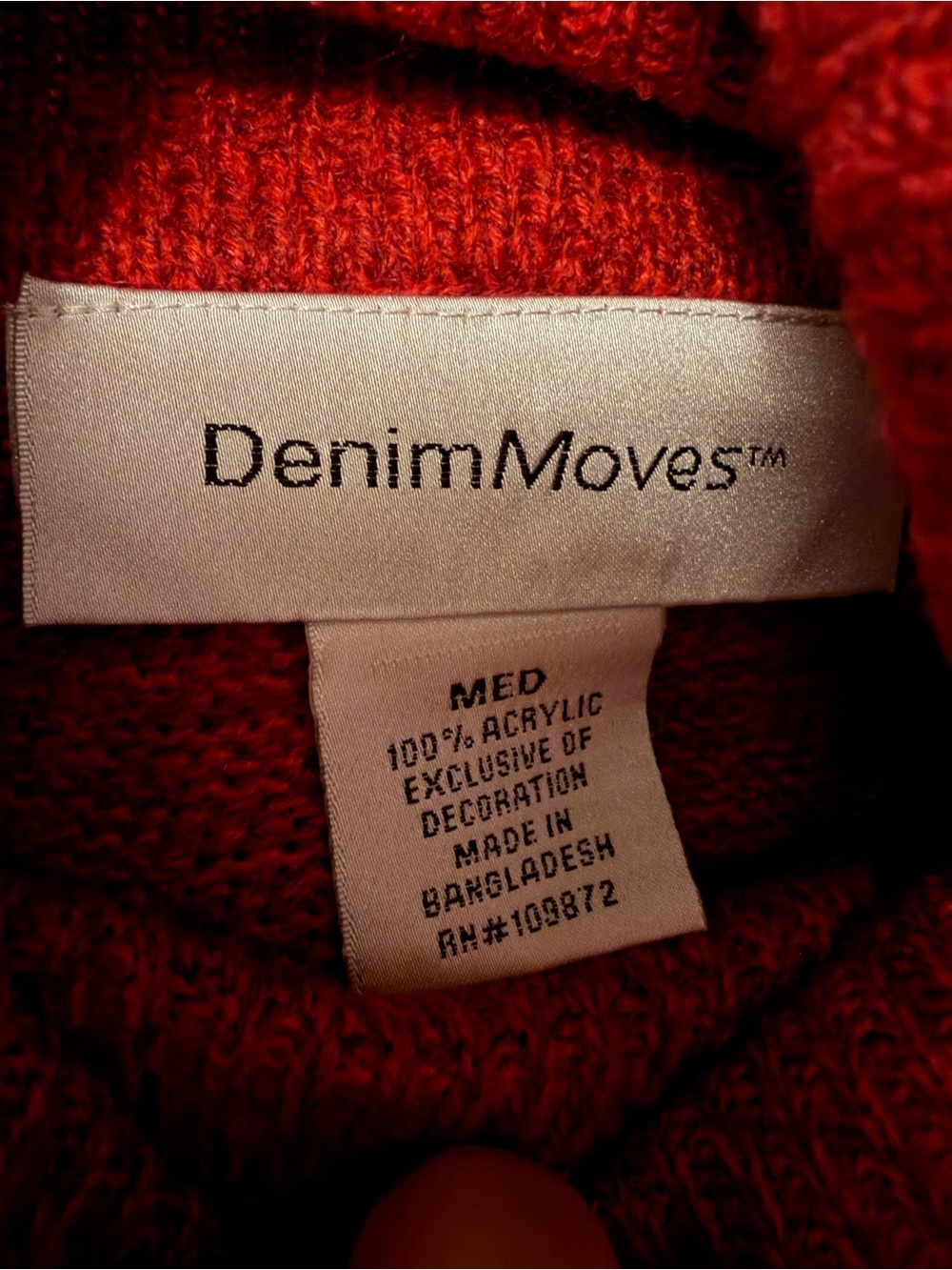 Denim Moves Embroidered Red Rust Sweater for Fall with Fringe Like New Medium - Picture 6 of 6